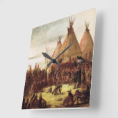 Sioux War Council George Catlin Circa 1850 Vierkante Klok (Hoek)