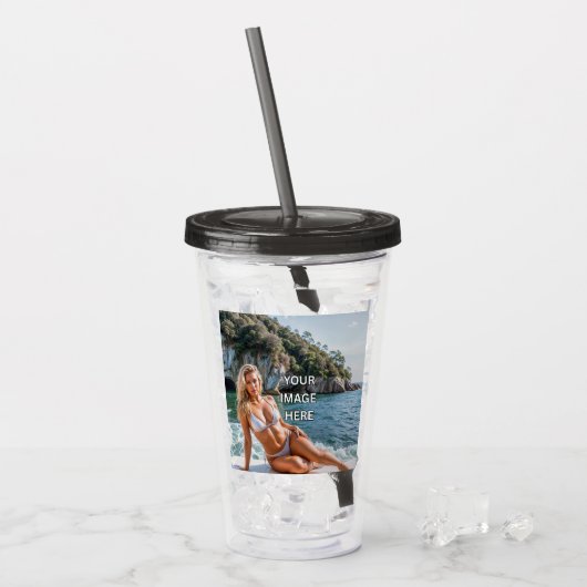 SIP! 🥤 Aangepaste acryl tumbler met rietjesontwer Drinkbeker (Voorkant ijs)