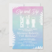 Sip and Dip Pool Party Uitnodiging voor verjaardag (Voorkant)