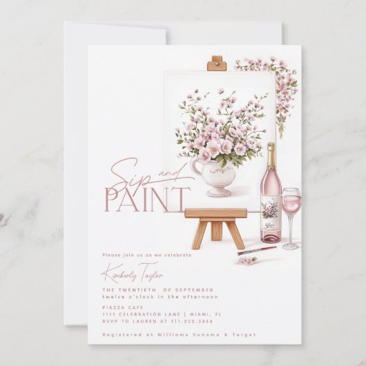 Sip And Paint Bruidsfeest Kaart (Voorkant)