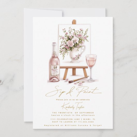 Sip and Paint Party Bruidsfeest Kaart (Voorkant)
