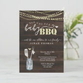 Sip and See Baby BBQ Invitation - Baby Q Barbeque Kaart (Staand voorkant)