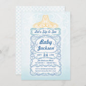 Sip and See Baby Bottle Boy Kaart (Voorkant / Achterkant)