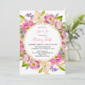 Sip and See baby girl blush roze pastel bloemen Kaart (Staand voorkant)
