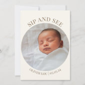 Sip and See Baby shower Invitation Kaart (Voorkant)