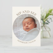 Sip and See Baby shower Invitation Kaart (Staand voorkant)