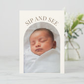Sip and See Baby shower Invitation Kaart (Staand voorkant)