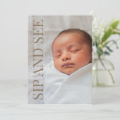 Sip and See Baby shower Invitation Kaart (Staand voorkant)