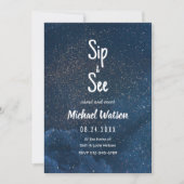 Sip and See Baby shower Invitation, Sterrennacht Kaart (Voorkant)