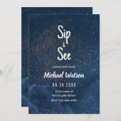 Sip and See Baby shower Invitation, Sterrennacht Kaart (Voorkant / Achterkant)