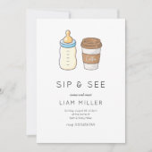 Sip and See Baby shower Minimalistisch baby shower Kaart (Voorkant)