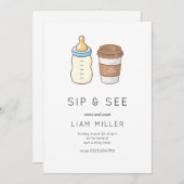 Sip and See Baby shower Minimalistisch baby shower Kaart (Voorkant / Achterkant)