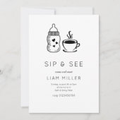 Sip and See Baby shower Minimalistisch baby shower Kaart (Voorkant)