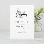 Sip and See Baby shower Minimalistisch baby shower Kaart (Staand voorkant)