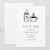 Sip and See Baby shower Minimalistisch baby shower Kaart (Voorkant / Achterkant)