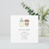 Sip and See Baby shower Minimalistisch baby shower Save The Date (Staand voorkant)