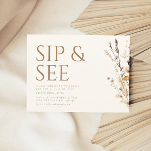 Sip and See Baby shower Uitnodigen Briefkaart