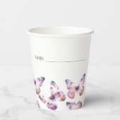 Sip and See Butterfly Theme Paarse Custom Papieren Bekers (Achterkant)