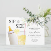 Sip and See Groene Begroeting Baby Uitnodiging (Staand voorkant)
