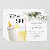 Sip and See Groene Begroeting Baby Uitnodiging (Voorkant / Achterkant)