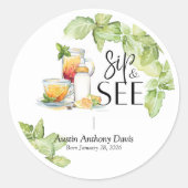 Sip and See Meet The Baby Ronde Sticker (Voorkant)