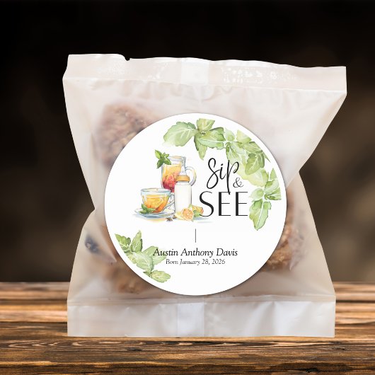 Sip and See Meet The Baby Ronde Sticker