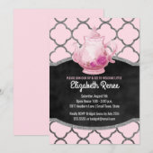 Sip and See New Baby Girl Welkom Theepot Uitnodigi Kaart (Voorkant / Achterkant)