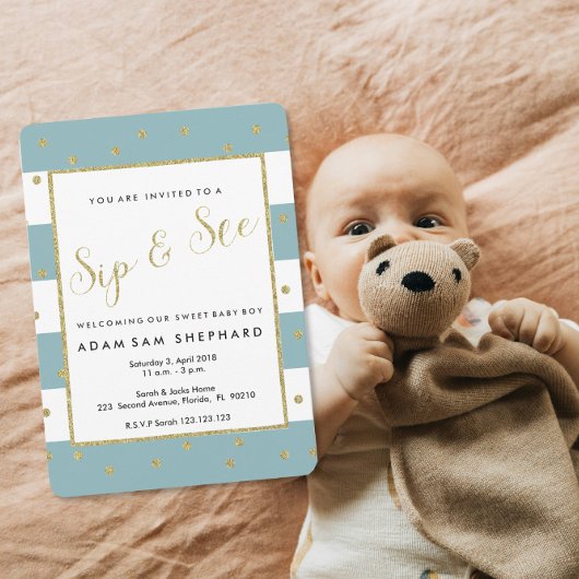 Sip and See nodigen uit, nieuwe baby, welkomstfees Kaart