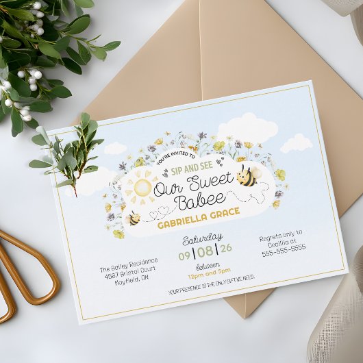 Sip and See Our Babee Invitation Kaart