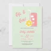 Sip and See Pink Lemonade Modern Baby shower Kaart (Voorkant)