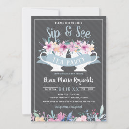 Sip and See Tea Party Baby shower Uitnodiging