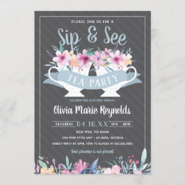 Sip and See Tea Party Baby shower Uitnodiging