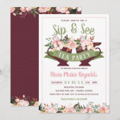 Sip and See Tea Party Baby shower Uitnodiging (Voorkant / Achterkant)