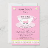 Sip and See Uitnodigingen Baby Girl Shower (Voorkant)