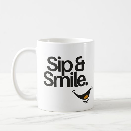 Sip and Smile | Cute Positive Quote  Koffiemok (Links)
