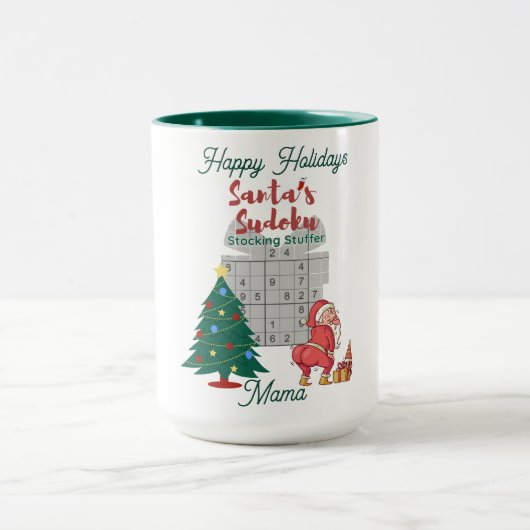 Sip and Solve: Gezellige kerst Sudoku Coffee Cup Mok (Midden)