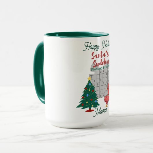 Sip and Solve: Gezellige kerst Sudoku Coffee Cup Mok (Voorkant links)