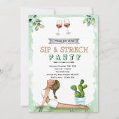 Sip and Stretch Wine and Yoga invitation Kaart (Voorkant)