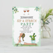 Sip and Stretch Wine and Yoga invitation Kaart (Staand voorkant)
