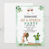 Sip and Stretch Wine and Yoga invitation Kaart (Voorkant / Achterkant)