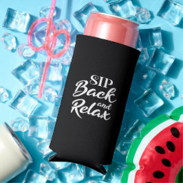 Sip Back en Relax Zwart Slank Seltzer Blikjeskoeler