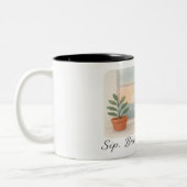 "Sip. Breathe. Begin." Tweekleurige Koffiemok (Links)