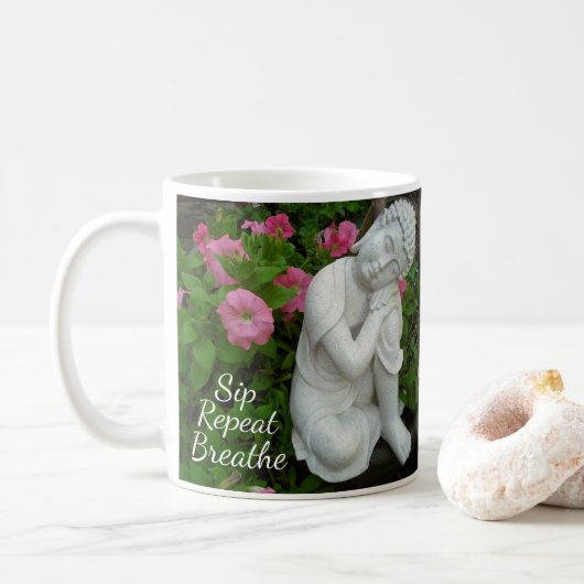 Sip Breathe Repeat Mug – Mindful Affirmation Cup Koffiemok (Met donut)