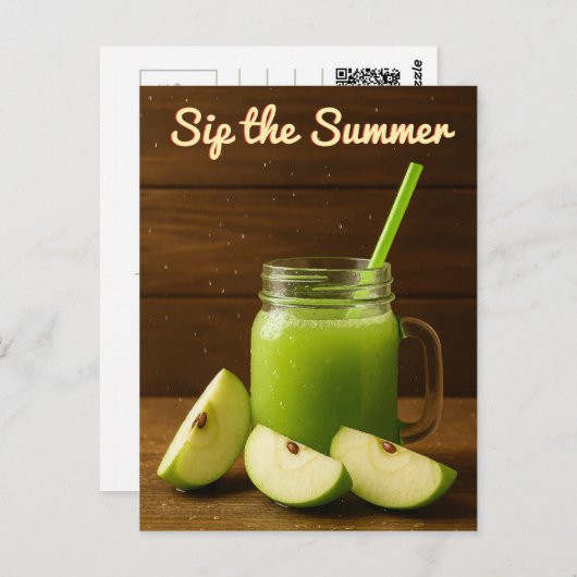 Sip de zomer - Groene appelsap en vers fruit Briefkaart (Voorkant / Achterkant)