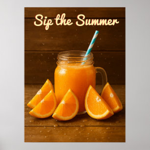 Sip de zomer - Oranje Juice Waterverf Poster