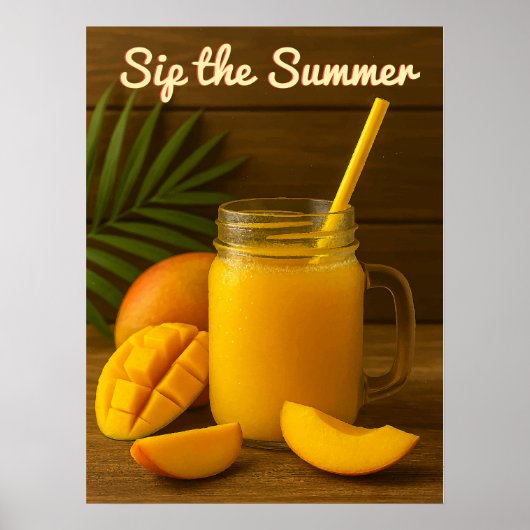 Sip de zomer - verfrissend mangosap poster (Voorkant)