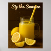 Sip de zomer - Verfrissende citroensap Mason Jar Poster (Voorkant)