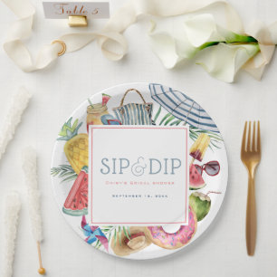 Sip & Dip Pool Party Paraplu Roze Bruidsdouche Papieren Bordje