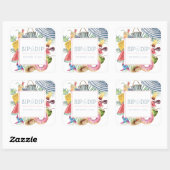 Sip & Dip Pool Party Paraplu Roze Bruidsdouche Vierkante Sticker (Vel)