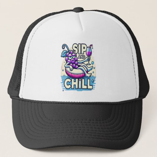 Sip en chill trucker hoed pet (Voorkant)